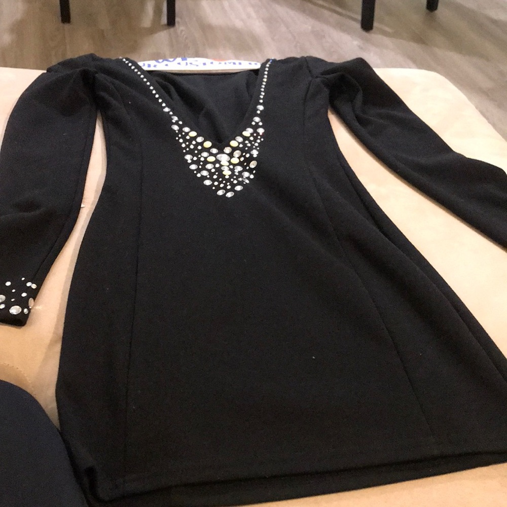 Little black dress with rhinestones